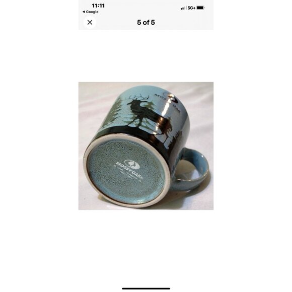 Mossy Oak Deer ceramic coffee mug cup 16 oz 4" buck woods blue teal - Picture 5 of 6